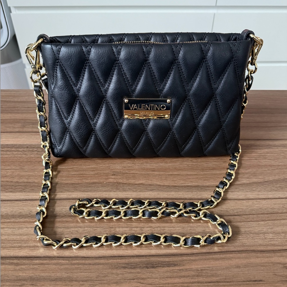 Like New - Valentino by Mario Valentino "Diamond Vanille" Black Bag
